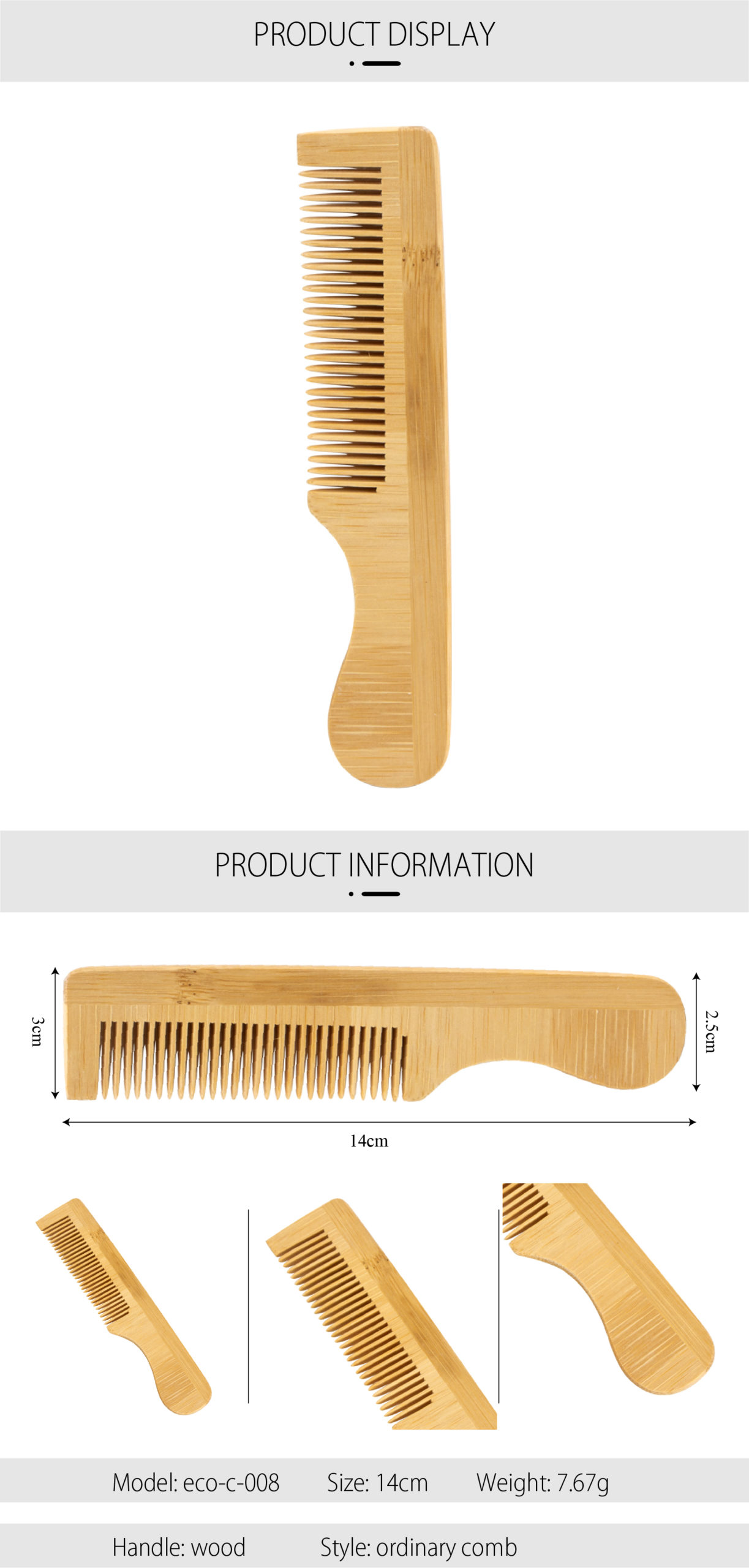 Natural Bamboo Hair Combs - bambooandwood